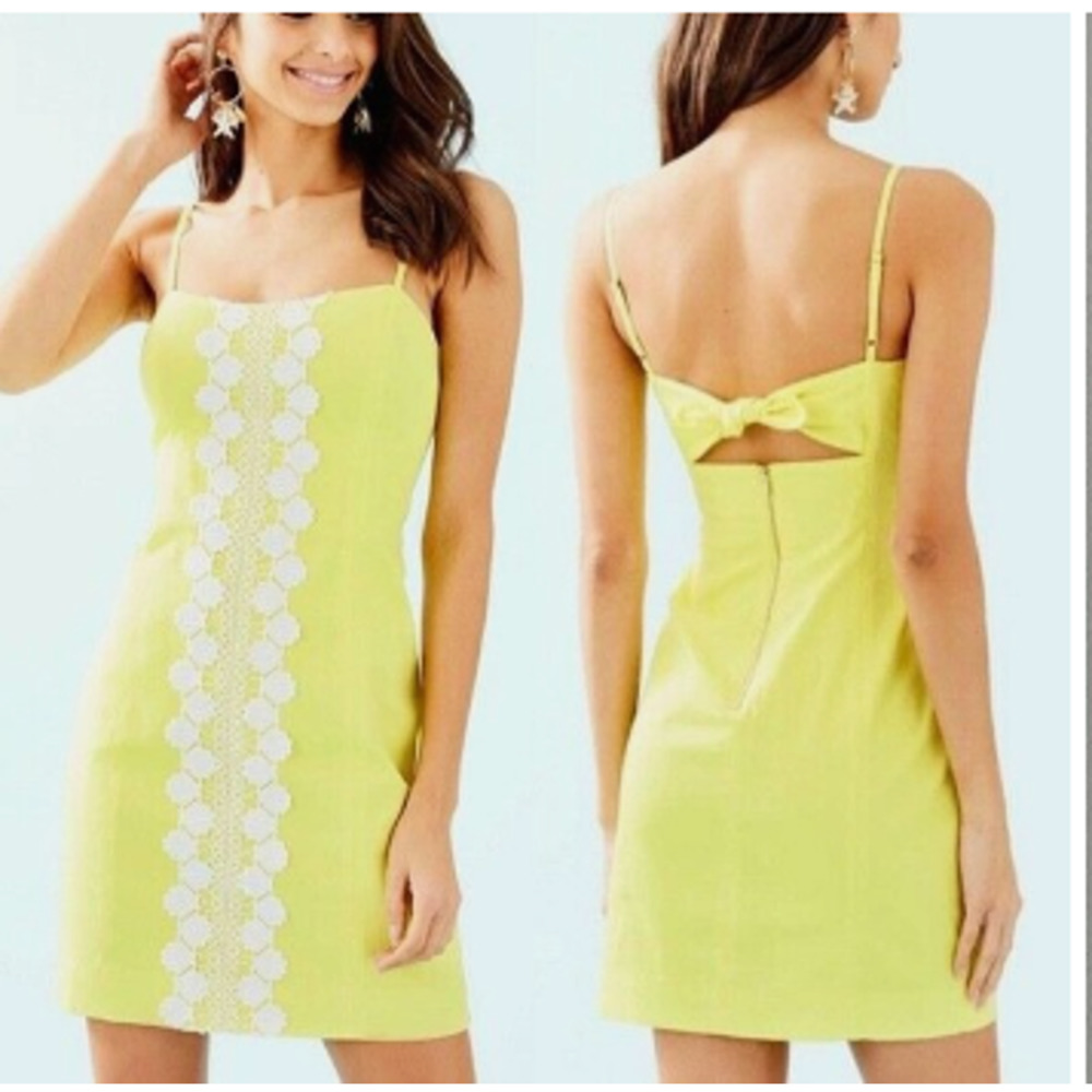 Lilly Pulitzer Yellow Mini Dress with White Accents size 6